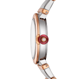 LVCEA watch in 18 kt rose gold and stainless steel case and bracelet, white mother-of-pearl dial and diamond indexes. 102194 image 3