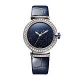 LVCEA watch with mechanical movement and automatic winding, 18 kt white gold case set with 66 round brilliant cut diamonds (about 1.58 ct), blue aventurine dial, blue alligator bracelet and 18 kt white gold links set with diamonds. Water-resistant up to 50 meters 103340 image 1