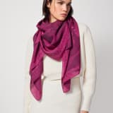 Solid Wonders scarf in fine truly tourmaline fuchsia jacquard silk. Made of 100% silk. SOLIDWONDERS image 1