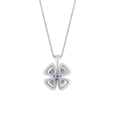 Fiorever 18 kt white gold pendant necklace set with a central brilliant-cut sapphire (0.43 ct) and pavé diamonds (0.31 ct) 358426 image 4