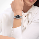 Serpenti Seduttori automatic watch in stainless steel with diamond-set bezel and black lacquered dial. Water-resistant up to 30 metres 104062 image 1