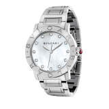 BVLGARI BVLGARI Uhr mit Gehäuse und Armband aus Edelstahl mit weißem Perlmuttzifferblatt und Diamantindizes. Großes Modell 101975 image 1