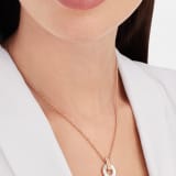 BVLGARI BVLGARI Openwork 18 kt rose gold necklace set with mother-of-pearl elements and a round brilliant-cut diamond 357546 image 1