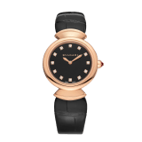 DIVAS' DREAM watch with 18 kt rose gold case, black lacquered dial set with diamond indexes and black alligator bracelet. 102841 image 1