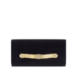 Bvlgari Tubogas evening clutch in black velvet with black nappa leather lining. Iconic Tubogas handle in gold-plated brass embellished with zirconia and a magnetic closure. 295164 image 1