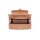 "Alexander Wang x Bvlgari" belt bag in smooth Caramel Topaz beige calf leather. New double Serpenti head closure in antique gold-plated brass with alluring red enamel eyes. 291171 image 4