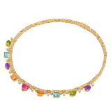 Allegra 18 kt yellow gold necklace set with amethysts, peridots, pink tourmalines, citrine quartzes, blue topazes and pavé diamonds CL859870 image 2