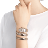 Serpenti Tubogas double spiral watch with stainless steel case, 18 kt rose gold bezel set with diamonds, silver opaline dial with guilloché soleil treatment, stainless steel and 18 kt rose gold bracelet 103149 image 6