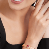 Bvlgari Tubogas 18 kt rose gold bracelet set with a cabochon-cut rubellite framed by pavé diamonds BR860335 image 2