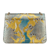 Serpenti Forever shoulder bag in multicolour Early Bright python skin with caramel topaz beige nappa leather lining. Captivating snakehead closure in light gold-plated brass embellished with black and caramel topaz beige enamel scales and black onyx eyes. 1140-P image 3