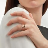 B.zero1 Rock four-band ring in 18 kt rose gold with studded spiral and black ceramic inserts on the edges. AN859089 image 1