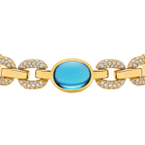 Bvlgari Tubogas 18 kt yellow gold necklace set with a central blue topaz and pavé diamonds. One size with adjustable fastening. 361996 image 3