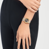 BVLGARI BVLGARI 腕錶,18K 黃金和精鋼材質,錶圈鐫刻雙品牌標誌,霧黑色太陽紋錶盤,12 個鑽石時標。防水深度 30 公尺。 104196 image 2