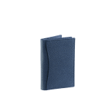 BULGARI BULGARI Man folded business card holder in denim sapphire blue grain calf leather. Iconic palladium plated-brass décor and folded closure. BBM-BC-HOLD-SIMPLEa image 3