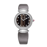 DIVAS' DREAM watch with 18 kt white gold case set with brilliant-cut diamonds, natural acetate dial, diamond indexes and grey satin bracelet 102434 image 1