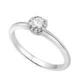 Incontro d'Amore platinum ring set with a round brilliant-cut diamond and a halo of pavé diamonds. 355365 image 1