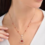 DIVAS' DREAM 18 kt rose gold openwork necklace set with a pear-shaped ruby, round brilliant-cut rubies, a round brilliant-cut diamond and pavé diamonds. 356953 image 1
