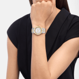 Bvlgari Bvlgari watch in 18 kt yellow gold and polished and satin-brushed stainless steel, double logo engraving on the bezel, white mother-of-pearl dial and 12 diamond indexes. Water-resistant up to 30 metres 104278 image 1