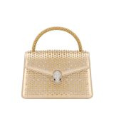 " Serpenti Pallini mini top handle bag with gold-plated brass elements embroidered on gold Liquid Metal calfskin. Captivating gold-plated brass Pallini handle and snakehead magnetic closure in gold-plated brass, embellished with full pavé zirconia and black onyx eyes." 294799 image 1
