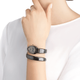 Serpenti Spiga single spiral watch with black ceramic case, black lacquered dial and black ceramic bracelet set with 18 kt rose gold elements. 102734 image 3