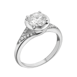 Incontro d'Amore platinum ring set with a round brilliant cut diamond and pavé diamonds 352259 image 1