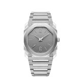 Octo Finissimo Automatic watch with satin-polished titanium case and bracelet, extra-thin mechanical manufacture movement, automatic winding, small seconds and opaline titanium dial. Water-resistant up to 30 metres. 104351 image 1
