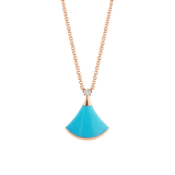 DIVAS' DREAM necklace in 18 kt rose gold with pendant set with turquoise and one diamond. 350584 image 1