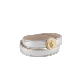 Bvlgari Bvlgari turnlock bracelet in silver striated calf leather with iconic light gold-plated brass twist clasp closure. BB-TURNLOCK image 1