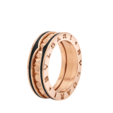Кольцо B.zero1 Rock в один виток, розовое золото 18 карат, шипы на спирали, вставки из черной керамики на кромках AN859080 image 1