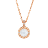 BVLGARI BVLGARI necklace with 18 kt rose gold chain and pendant, set with carnelian and mother-of-pearl discs and with details in pavé diamonds. 352883 image 4