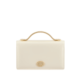Tubogas Top Handle bag in Perla White calf leather with Perla White nappa leather lining. Iconic Tubogas handle in gold-finished brass with Parentesi details both set with zirconia and a clasp closure. 295714 image 1
