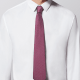 Raspberry agate Logo Bulgari Alphabet pattern tie in fine jacquard silk. Handmade. 8 cm. - 3.1 BVLGARIALPHABET image 2