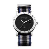 BVLGARI BVLGARI Fragment Design watch with manufacture mechanical movement, automatic winding, stainless steel case, bezel engraved with the special BVLGARI FRGMT logo, black dial and black nylon bracelet. Water-resistant up to 50 metres. 103570 image 1
