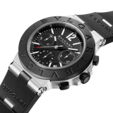 Bulgari Aluminium watch with mechanical manufacture movement, automatic winding, chronograph, 41 mm aluminum case, black rubber bezel and bracelet, and black dial. Water resistant up to 100 meters 103868 image 2