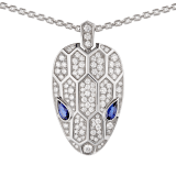 Serpenti necklace in 18 kt white gold set with blue sapphire eyes and pavé diamonds on both the chain and pendant 353529 image 3