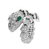 Serpenti 18 kt white gold ring set with pavé diamonds and two emerald eyes. AN858323 image 1
