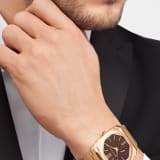 Octo Finissimo Automatic watch with mechanical manufacture ultra-thin movement (2.23 mm thick), automatic winding, satin-polished 18 kt rose gold case and bracelet and brown lacquered dial with sunray finish. Water-resistant up to 100 metres 103637 image 5