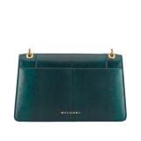 Serpenti Forever medium shoulder bag in forest emerald shiny karung with black nappa leather lining. Captivating snakehead magnetic closure in gold-plated brass embellished with forest emerald enamel and gold-plated brass scales, and black onyx eyes. 295625 image 2