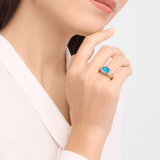 Bvlgari Cabochon 18 kt yellow gold ring set with a cabochon-cut blue topaz and demi-pavé diamonds AN860455 image 2