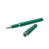 Bulgari rollerball pen in green resin with palladium finishes and Bulgari logo engraved on the octagonal cap 103732 image 2