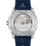 Octo Roma Automatic watch with mechanical manufacture movement, automatic winding, satin-brushed and polished stainless steel case and interchangeable bracelet, blue Clous de Paris dial. Water-resistant up to 100 metres 103739 image 8