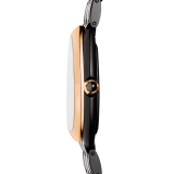 Serpenti Seduttori watch in stainless steel with black DLC treatment, 18 kt rose gold bezel and black lacquered dial. Water-resistant up to 30 meters. 103704 image 3
