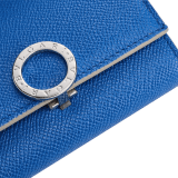 Bulgari Clip compact yen wallet in Olympian sapphire blue grain calf leather with foggy opal grey grain calf leather interior. Iconic palladium-plated brass clip and folded closure. BCM-YENCOMPACTZPb image 4