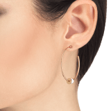 B.zero1 18 kt rose gold large hoop earrings set with white ceramic on the spiral 357221 image 3