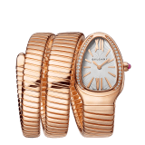 Serpenti Tubogas double spiral watch with 18 kt rose gold case set with brilliant-cut diamonds, silver opaline dial and 18 kt rose gold bracelet 103002 image 1