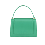 Alexander Wang x Bulgari small belt bag in spring peridot green calf leather with black nappa leather lining. Captivating double Serpenti head closure in antique gold-plated brass embellished with red enamel eyes. 291888 image 3