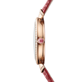Divas' Dream 18 kt rose gold watch with diamond-set bezel and links, gold mosaic dial, red hands and red alligator bracelet. Water-resistant up to 30 metres 103996 image 3