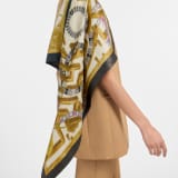 Wonder Garden scarf in fine Eden green silk twill with a BVLGARI BVLGARI metal pendant. Made of 100% silk. WONDERGARDEN-SQ image 1