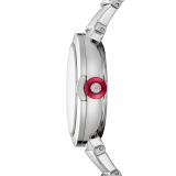 LVCEA Uhr mit Gehäuse und Armband aus Edelstahl mit weißem Perlmuttzifferblatt und Diamantindizes. 102199 image 3