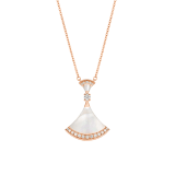 DIVAS' DREAM 18 kt rose gold necklace set with mother of pearl elements, a round brilliant-cut diamond and pavé diamonds. 356452 image 1